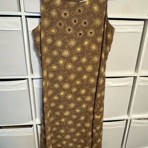 Vintage Brown and Yellow Sleeveless Dress